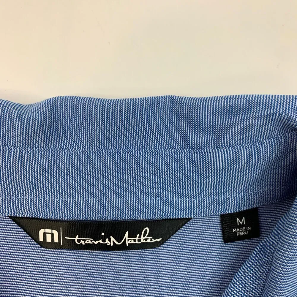 Travis Mathew Polo Shirt Mens M Medium Regatta Blue Pima Cotton Blend Golf